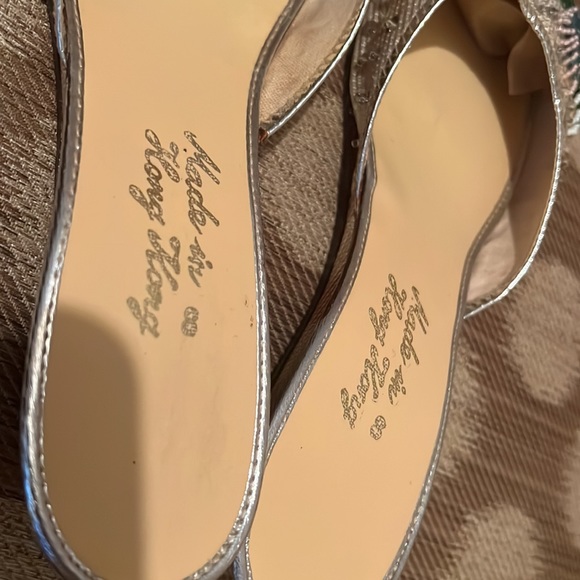Vintage Hong Kong boudoir embellished beaded floral silver mini wedge mules 8 - Picture 8 of 9